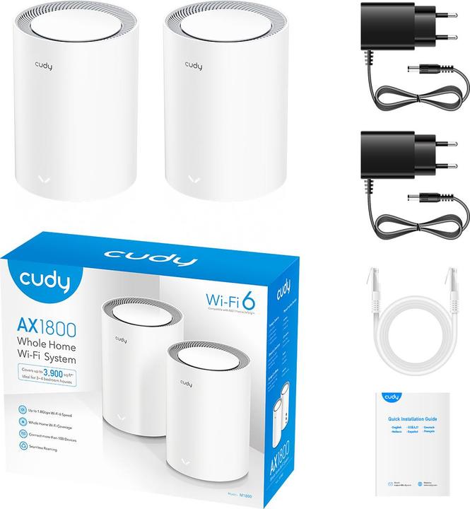 Actual product image Cudy M3000 W(2-pack) Wi Fi Mesh AX300 2.5GE