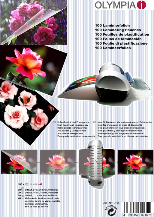 Olympia Pellicole di laminazione - Set (A4, A5, A6, 100 Pezzo/i, 80 µm)