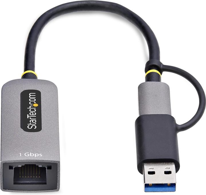 Produktbild StarTech .com C21GA-USB-ETHERNET, Kabelgebunden, USB Type-A/USB Type-C, Ethernet, 5000 Mbit/s, Grau (USB, USB-C, RJ45 (1x))