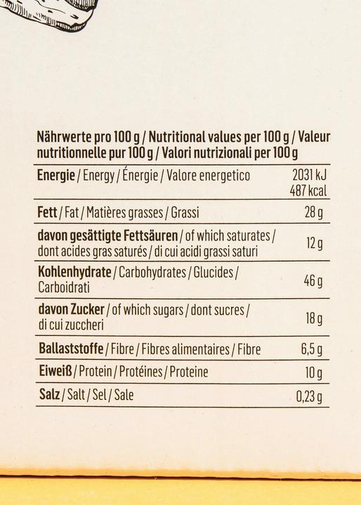 Nutritional values and ingredients KoRo Organic biscuit with salted caramel and almonds (1 pcs., 600 g)