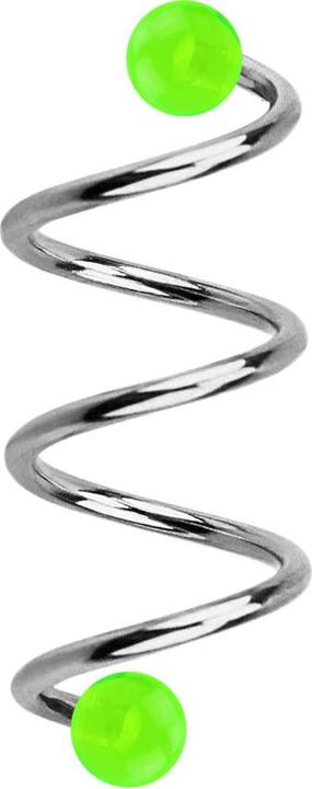 Immagine prodotto Star Piercing Micro spirale argento con due sfere verde trasparente (senza ottone, Acciaio chirurgico 316L)