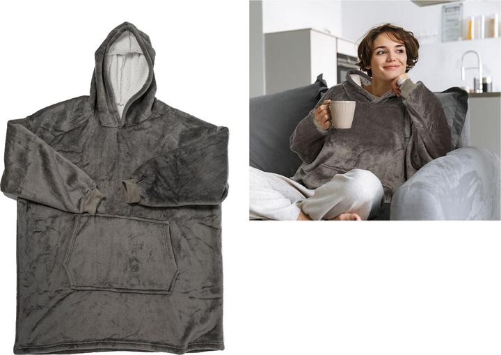 Actual product image Out of the blue Cosy blanket with sleeves, hood & fanny pack (90 x 80 cm)