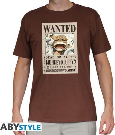 ABYstyle One Piece T-Shirt (XXL) Unisex Chocolate: Wanted Luffy (XXL)