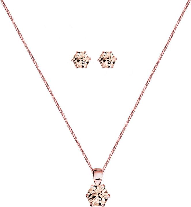 Actual product image Elli Crystal Necklace, Crystal Stud Earrings (925 Sterling silver rose gold)