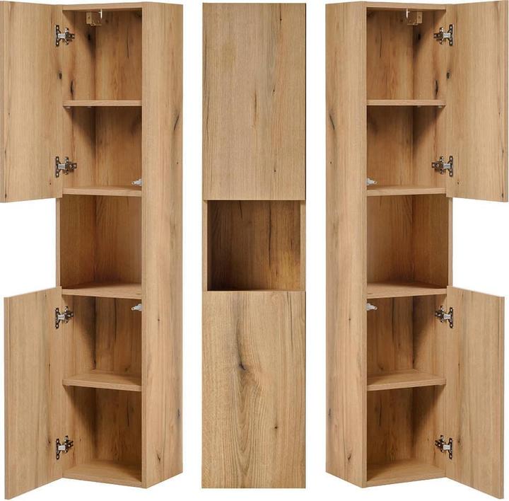 Image du produit En.Casa Armoire haute Newport 140x30x25 cm imitation chêne
