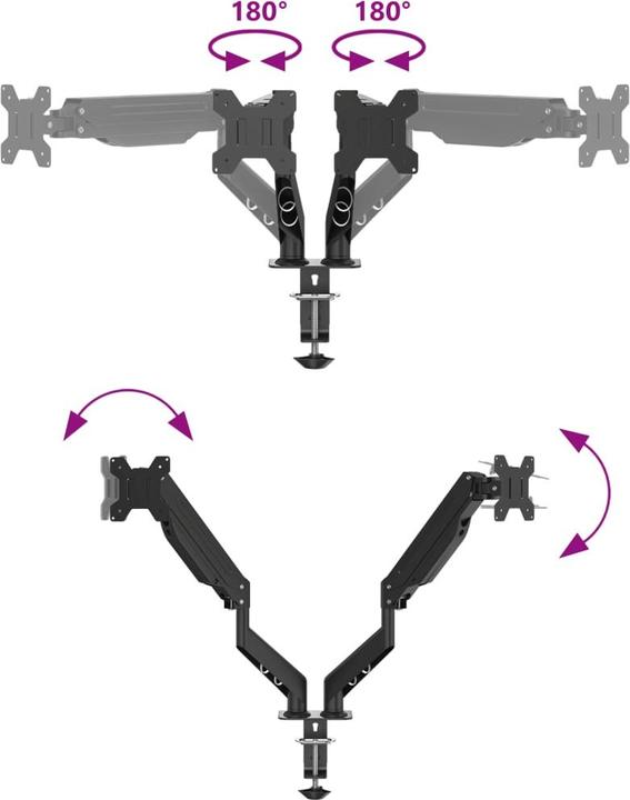 Immagine prodotto VidaXL Braccio per monitor doppio per max 27 pollici VESA 75/100 mm 20 kg (27")