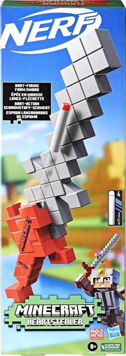 Immagine prodotto Nerf Spada rubacuori Minecraft, 4 dardi in schiuma Elite, lama morbida, lanciadardi
