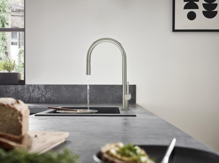 Actual product image hansgrohe HG single-lever sink mixer 210 TALIS M Pull-out spray stainless steel finish