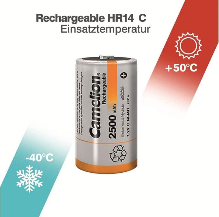 Actual product image Camelion NH-C2500BP2 - Rechargeable battery - nickel metal hydride (NiMH) - 1.2 V - 2 pc (2 pcs., C, 2500 mAh)