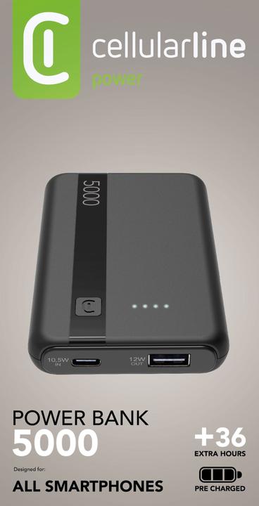 Actual product image Cellularline Power Bank 5000 - Black (5000 mAh, 12 W)