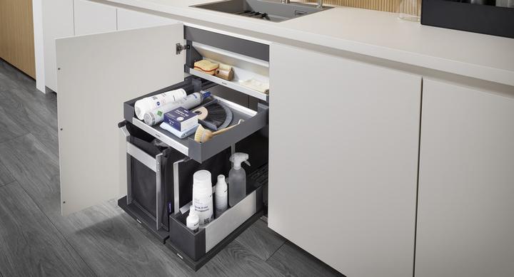 Image du produit Blanco Flat Drawer 60 hinged door | plastic, aluminium, sheet steel black-grey | 60 base unit