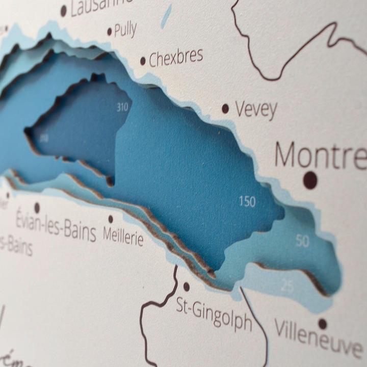Image du produit Enjoy The Wood Le Léman - Carte marine en bois (30 x 45 cm)