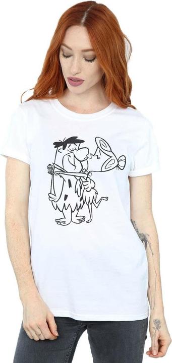 Actual product image The Flintstones Womens/Ladies Fred and Wilma Kiss Cotton Boyfriend T-Shirt (L)