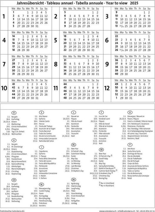 Nutritional values and ingredients Swiss Planner 2025 (23 x 31.5 cm, No binding, German, French, Italian, English)
