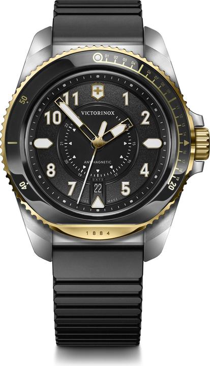 Immagine prodotto Victorinox Journey 1884 Quarzo Tre Lancette Acciaio e Minerale, Orologi subacquei, 43 mm, Quadrante nero (Orologio sub, 43 mm)