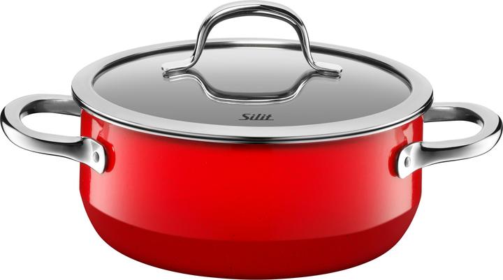 Produktbild Silit Kochtopf Bratentopf Induktion 20cm Glasdeckel 2,4l Passion Red Silargan (20 cm, Bräter + Schmortopf)
