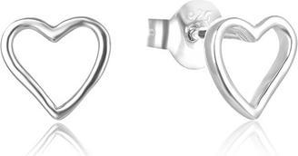 Actual product image Beneto Silver minimalist heart earrings AGUP2691 (L)