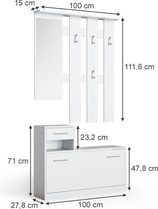 Image du produit Vichy Garderobe Billy, Weiss, 100 x 111.6 cm