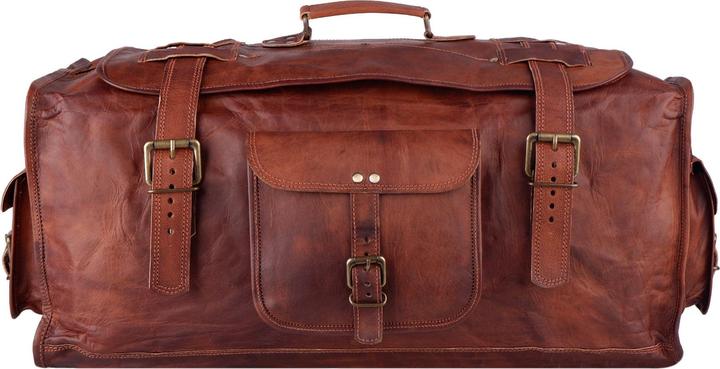 Actual product image Only-Bags.Store Mens Full Grain Leather Travel Bag with Flap, Overnight Weekender Bag, Travel Bag for