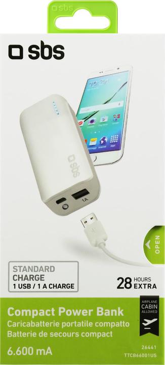 Produktbild SBS Kompakte Powerbank 6600 mAh (6600 mAh, 24.42 Wh)