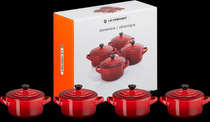 Actual product image Le Creuset Mini-Cocotte 4er Set "Cherry Red