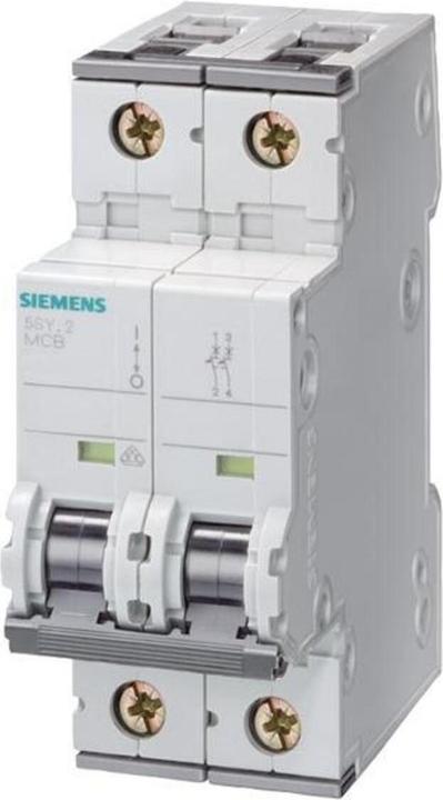 Actual product image Siemens MCB 2 Pole Type C 10kA 2A 400V