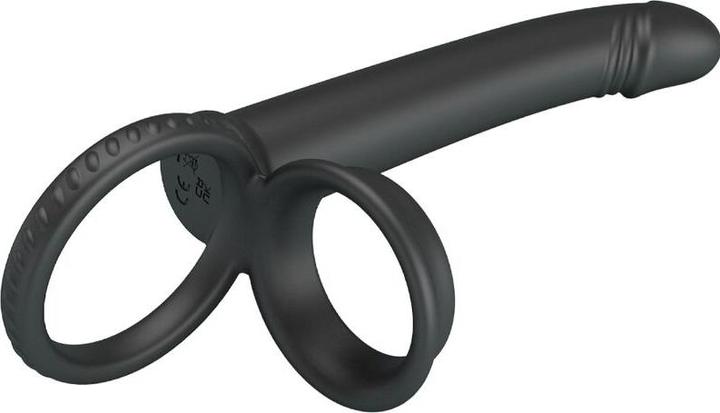 Actual product image Pretty Love Dillion Double Penetration Double Cock Ring Black