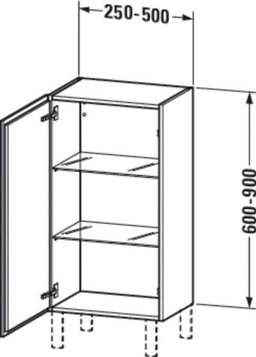 Produktbild Duravit Halbhochschrank L-CUBE ind 250/500x200/363x600/900mm Ans re we hgl (250)
