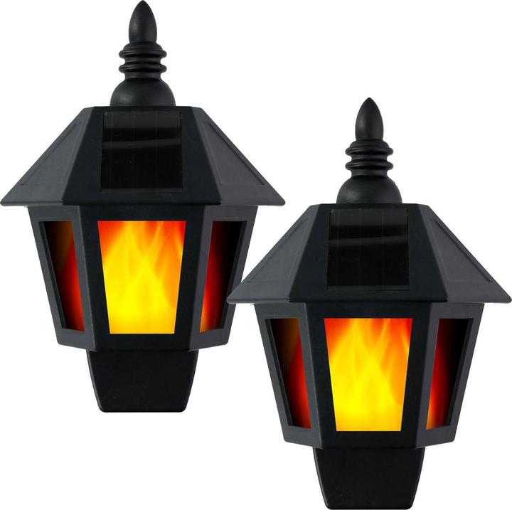Actual product image Grundig Solar wall lantern with flame effect, set of 2