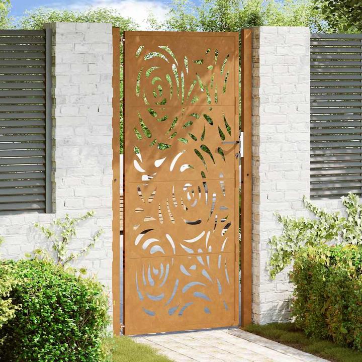 Produktbild VidaXL Gartentor 105x205 cm Wetterfester Stahl Flammen-Design Zauntor