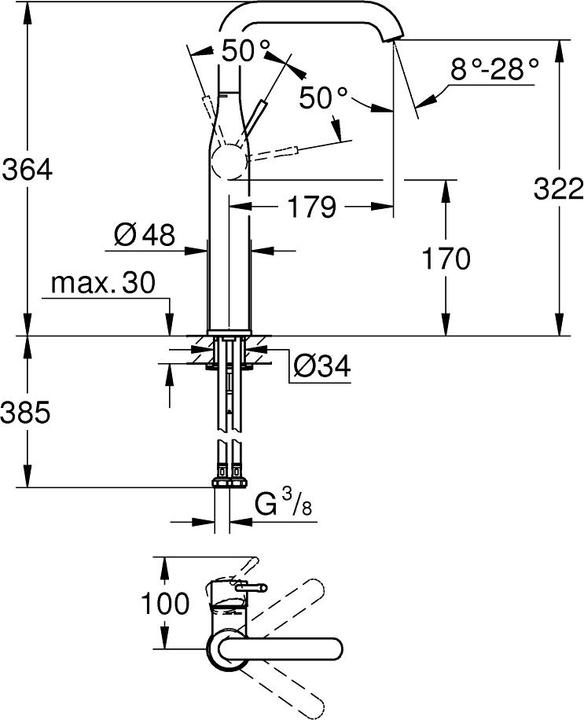 Produktbild Grohe Waschtischbatterie Essence New 32901DL1 warm sunset gebrstet ohne Ablaufgarnitur