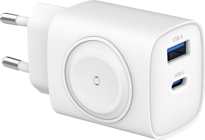 Eaxus 3in1 Ladegerät, kabelloser Ladeport kompatibel mit Apple Watch, USB-A & USB-C