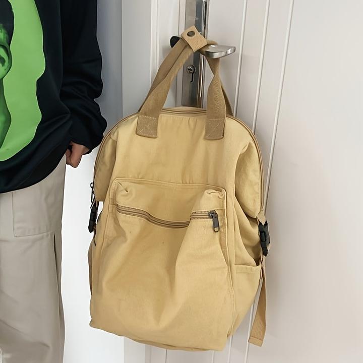Only-Bags.Store Grosse lässige Leinwand Rucksack, solide Farbe Rahmen Tasche mit mehreren Fächern, perfekt für