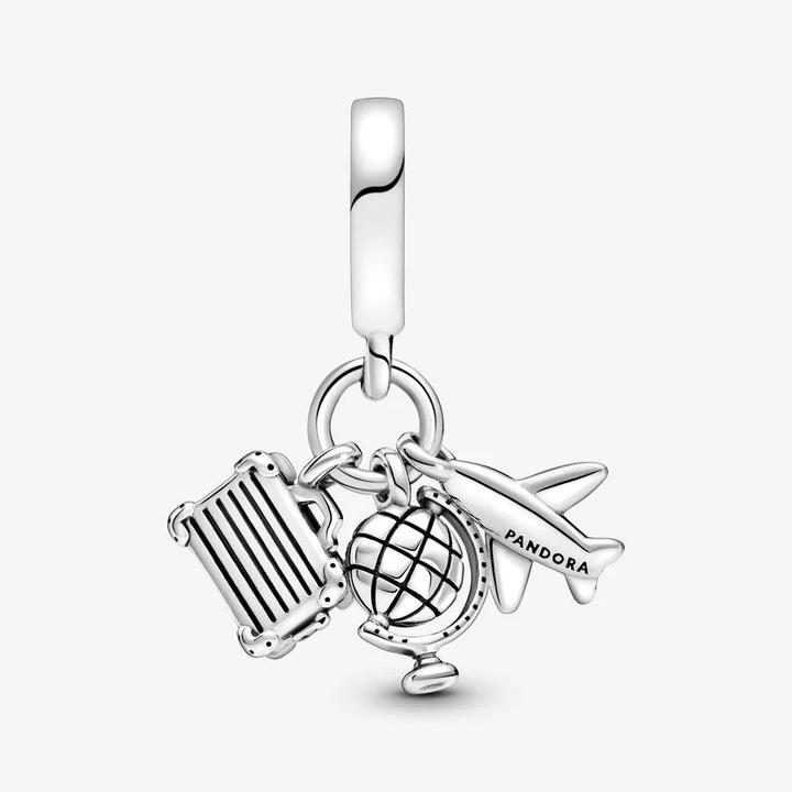 Actual product image Pandora Aeroplane, globe and suitcase (Silver 925)