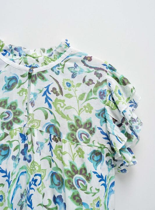 Image du produit Salsa Jeans Kurzarmbluse Ruffled Detail Print Blouse (M)