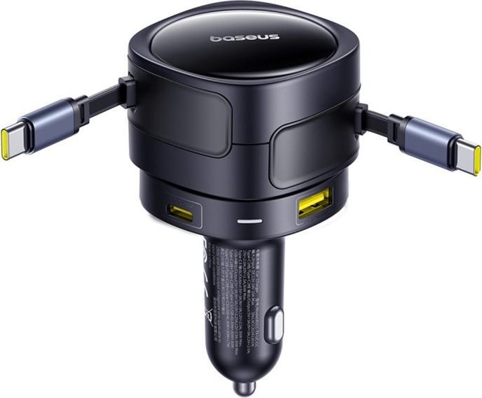 Actual product image Baseus Enjoyment Max Car Charger C+C Cables & U+C Ports 90W Cosmic Black