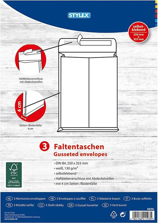 Actual product image Stylex Folded envelopes B4 ws 3pcs (3 x)