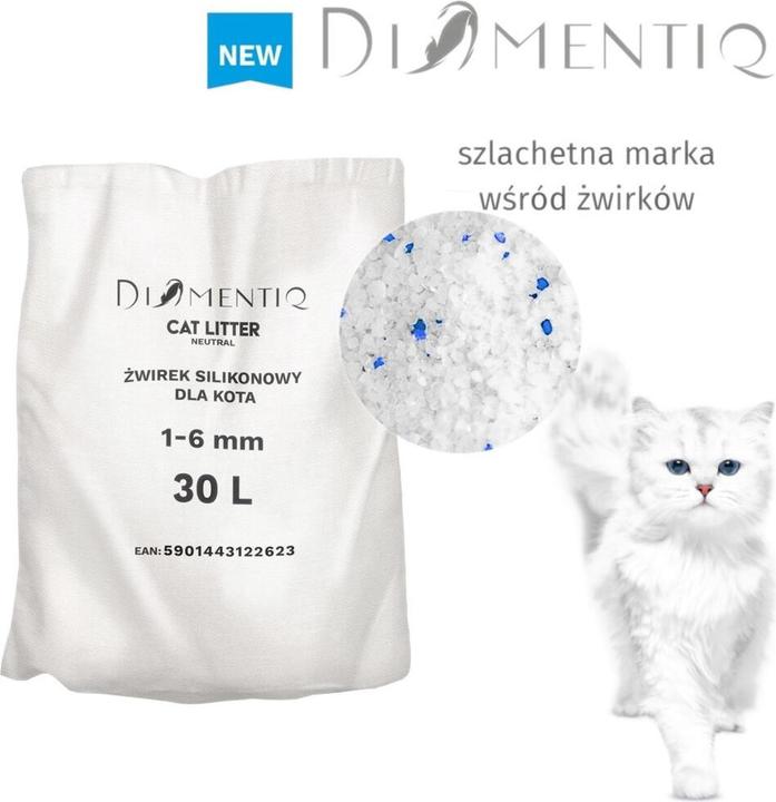 Diamentiq Neutral - Cat litter - 30 litres (Antibacterial, Non-clumping, Non-dusting, Fast absorbing, 28 kg)