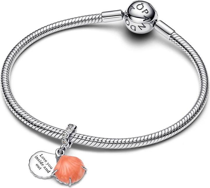 Image du produit Pandora Charm double pendentif coquillage couleur corail (Argent 925)