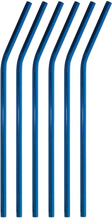 Actual product image JTI 6x curved metal drinking straws - blue (6 x)