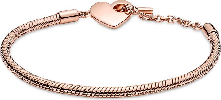 Immagine prodotto Pandora Bracciale in oro rosa 14k Moments Heart T-Bar Snake Chain (17 cm, Metallo, placcato oro rosa)
