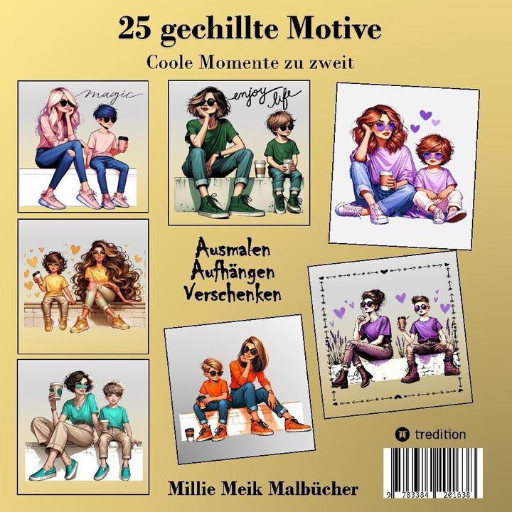 Actual product image Das coole Mama und Sohn Malbuch - Anti-Stress Ausmalbilder - Geschenkidee Mutter Mamas Familie