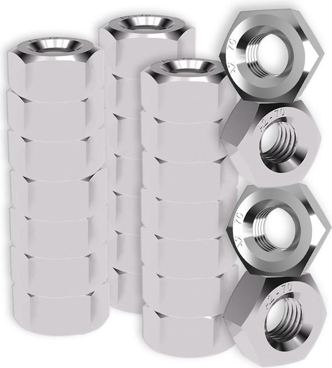 Offgridtec Stainless steel nuts M4 M5 M6 M8 M10 M12 - 25 pieces DIN 934/ISO 4032 A2 V2A M3 (M10, M12, M5, M4, M8, M6)