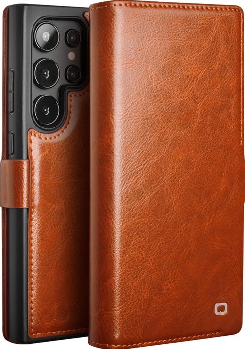 Produktbild QiAlino Hülle Flip mit magnetischem Verschluss Hellbraun (Samsung Galaxy S25 Ultra)