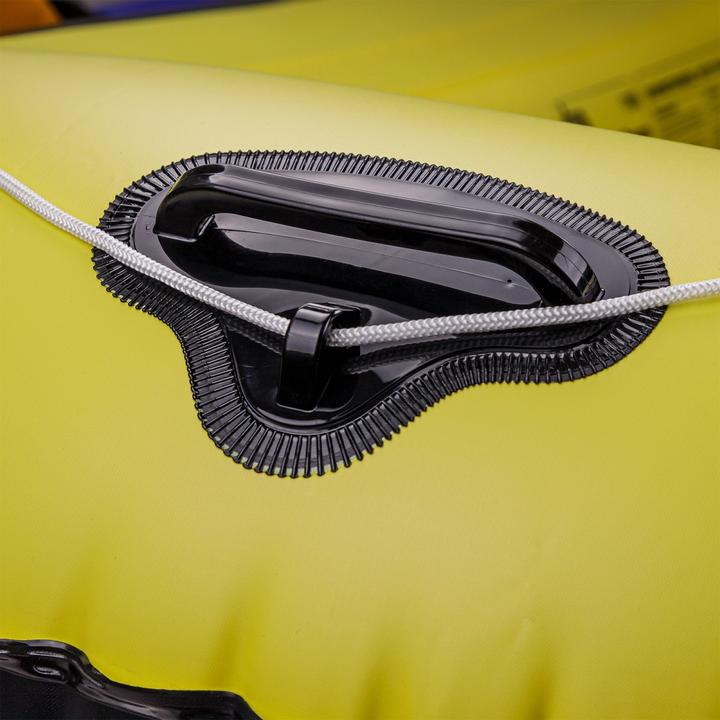 Immagine prodotto Dema Schlauchboot Paddelboot Ruderboot Boot mit 2 Paddel + Luftpumpe bis 150 kg gelb (190 cm, 2 pers.)