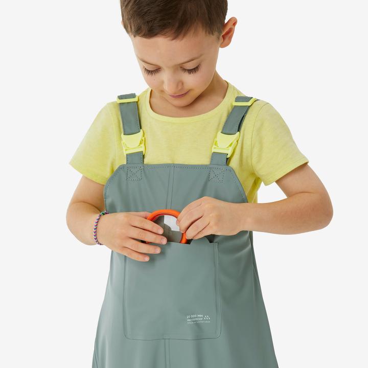 Actual product image Quechua Regenhose Latzhose Kinder wasserdicht Wandern - MH900 grün (2)