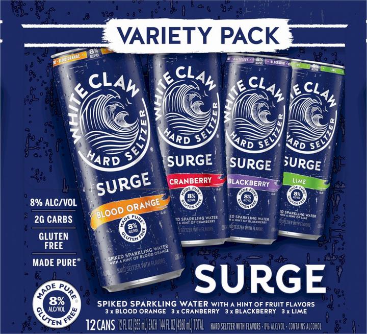 Actual product image White Claw SURGE Hard Seltzer VARIETY Pack / (24 x 35.5 cl)