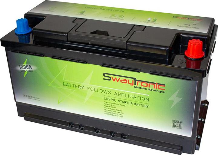 Image du produit Swaytronic Batterie de démarrage LiFePO4 12.8V 100Ah (12.80 V, 100 Ah, 1200 A)