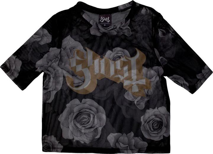 Ghost Logo & Roses Netzgewebe Crop Top (Girlie)