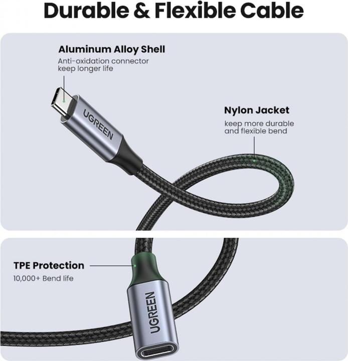Produktbild Ugreen USB C – USB C (1 m, USB 3.1, 100 W)